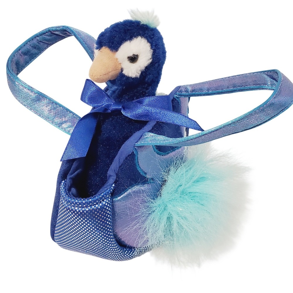 Aurora World Fancy Pals Blue Peacock Plush Stuffed Animal with Carrier Purse